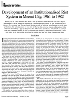 Development of an Institutionalised Riot System in Meerut City, 1961 to 1982