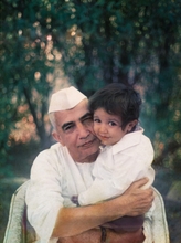 CCS with his grandson Saurabh at Mall Road Avenue, May 1972