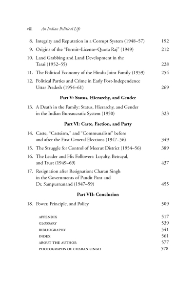 Charan Singh and Congress Politics, 1937-1961, Volume 1